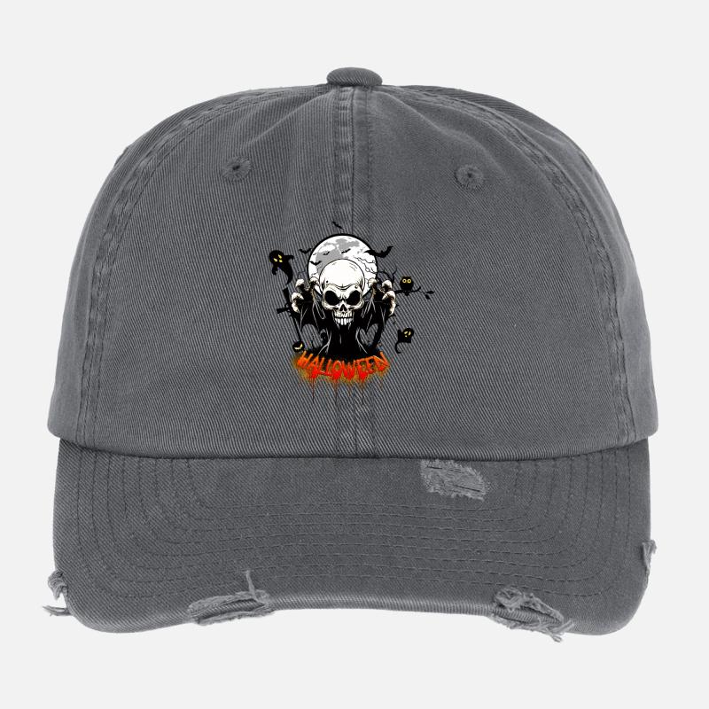 Crâne avec des dents acérées Casquette vintage effet usé Flexfit