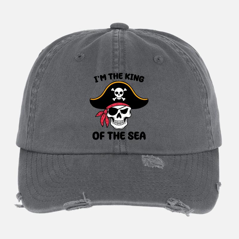 Crâne de pirate avec cache-œil Casquette vintage effet usé Flexfit