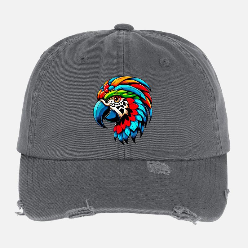 Harlequin Parrot Flexfit Vintage Destroyed Cap