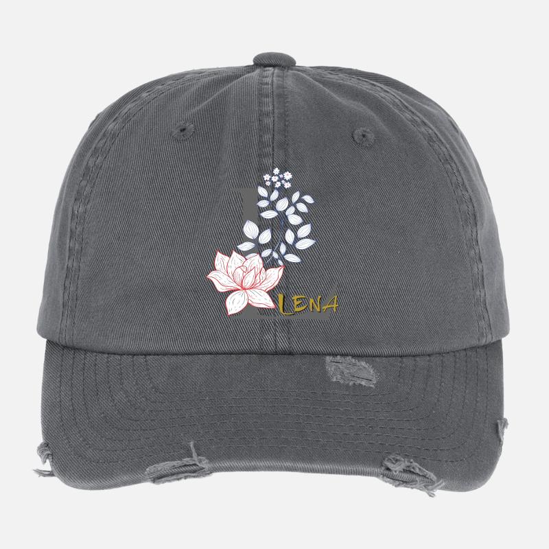 Lettre initiale Lena - Casquette vintage effet usé Flexfit - charbon