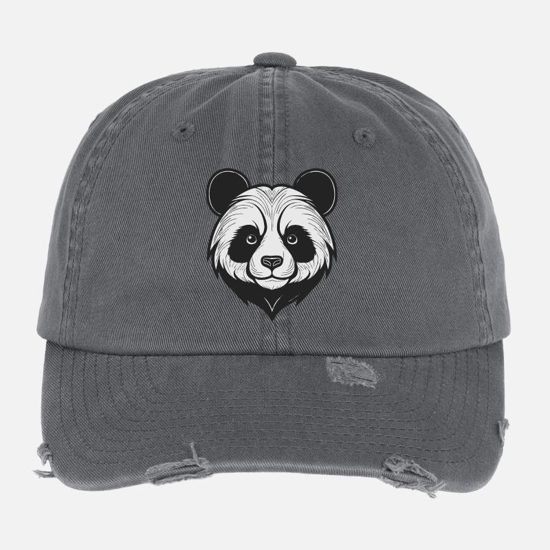 Charming Panda Mask Design Flexfit Vintage Destroyed Cap