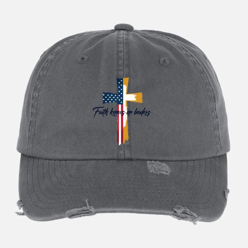 Drapeau américain et du Vatican Casquette vintage effet usé Flexfit
