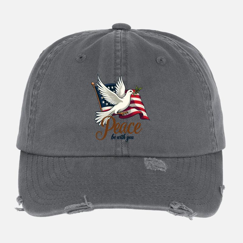 Colombe de la paix avec drapeau Casquette vintage effet usé Flexfit