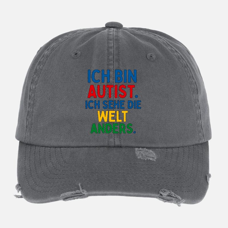 Ich bin Autist. Ich sehe die Welt anders. Flexfit Vintage Destroyed Cap