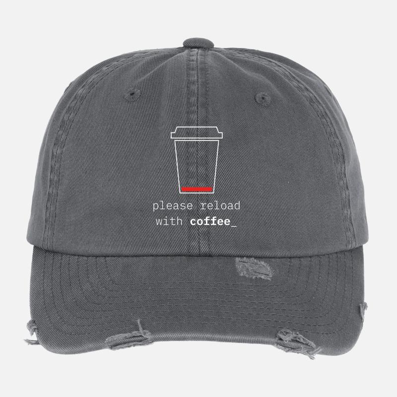 Aufladen mit Kaffee – Low Battery & Coffee Flexfit Vintage Destroyed Cap