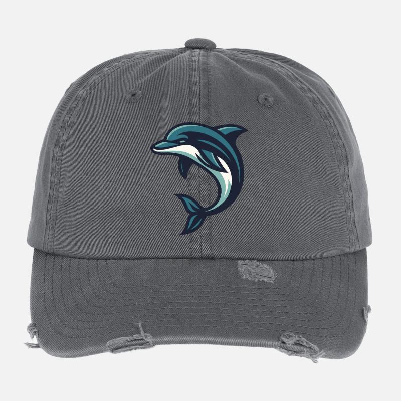 Dolphin jumping wave Flexfit Vintage Destroyed Cap