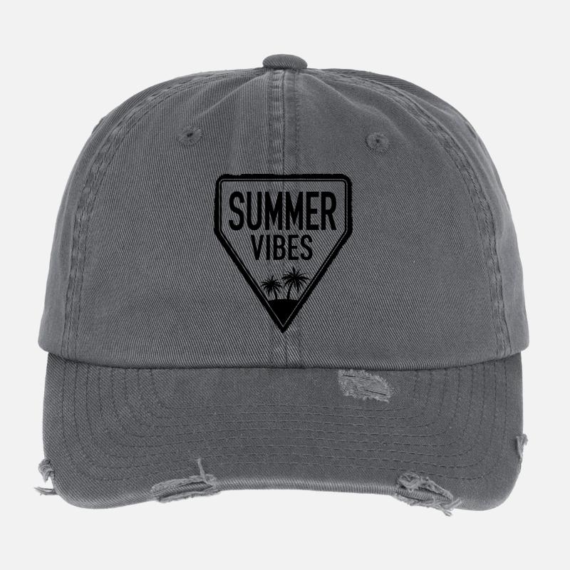 SUMMER VIBES design with cool lettering Flexfit Vintage Destroyed Cap