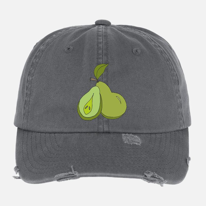 Artistic Pear Illustration Flexfit Vintage Destroyed Cap