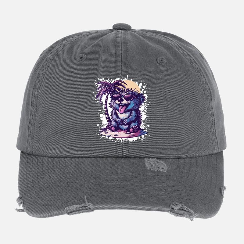 Hedgehog Island Palm Tree Flexfit Vintage Destroyed Cap