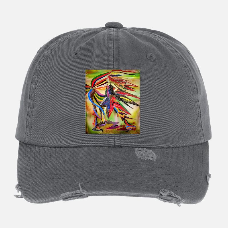 Bunter Adler in lebendiger Abstraktion Flexfit Vintage Destroyed Cap