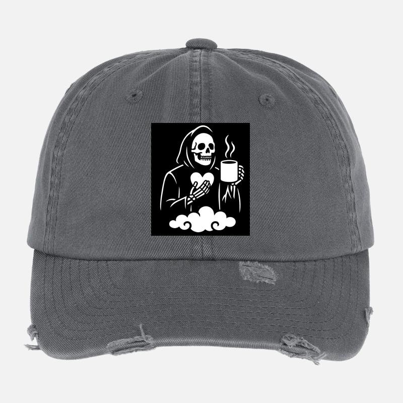 Grim Reaper Tasse à café Design Casquette vintage effet usé Flexfit