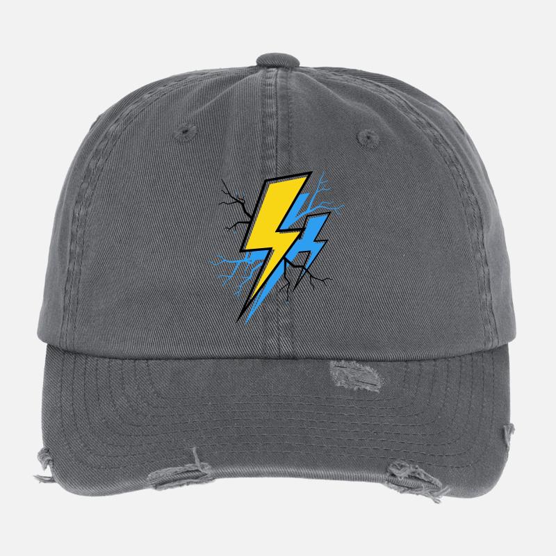 Rayon Bleu Jaune Casquette vintage effet usé Flexfit