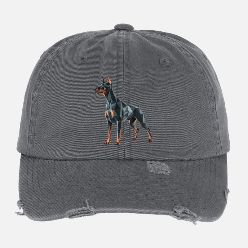 Doberman - Cool Low Poly  Logo Casquette vintage effet usé Flexfit