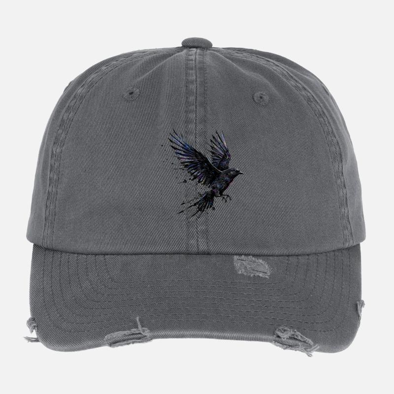 Krähe Rabe Farbspritzer – Modern Aquarell Flexfit Vintage Destroyed Cap