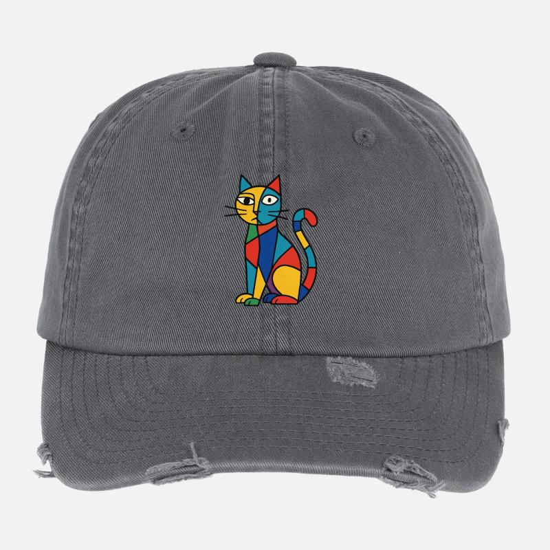 Variété de couleur de chat cubiste Casquette vintage effet usé Flexfit
