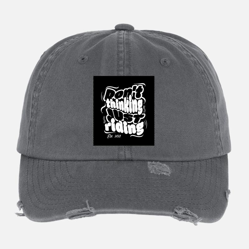 DON'T THINK JUST RIDING Flexfit Vintage Destroyed Cap
