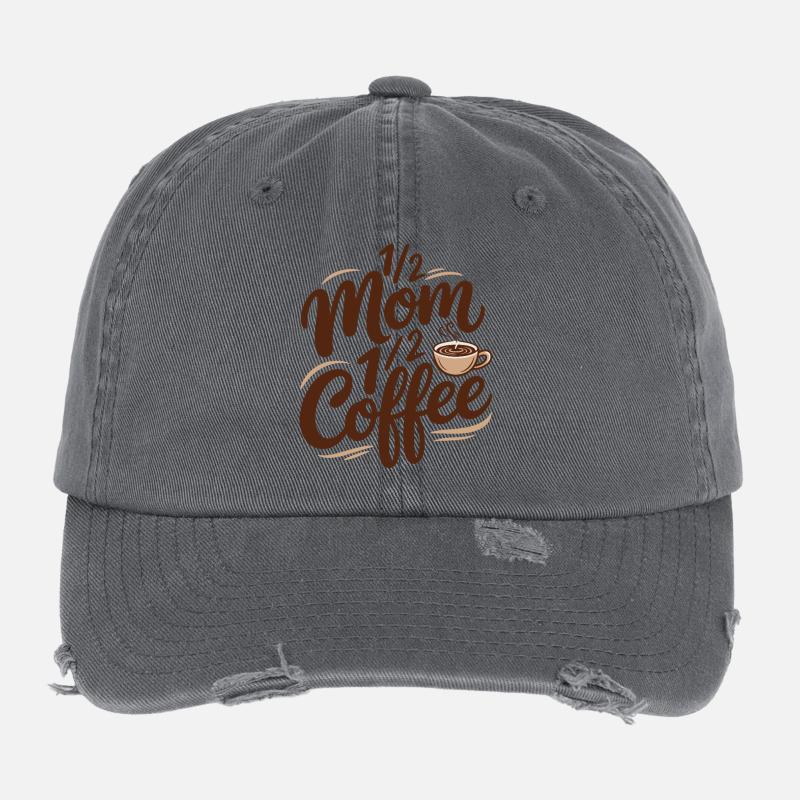 Mutter Koffein Halb Mama Halb Kaffee Flexfit Vintage Destroyed Cap