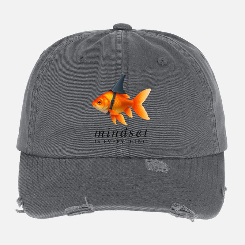 Mindset is Everything Goldfish, Motivational  Casquette vintage effet usé Flexfit