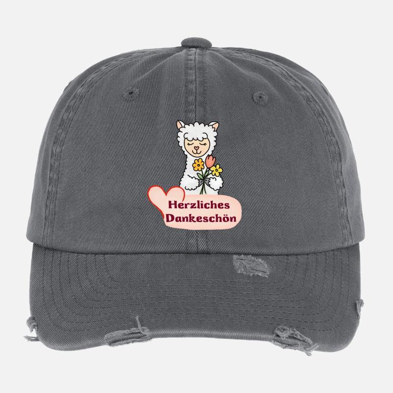 Alpaga fleur : Merci beaucoup Casquette vintage effet usé Flexfit