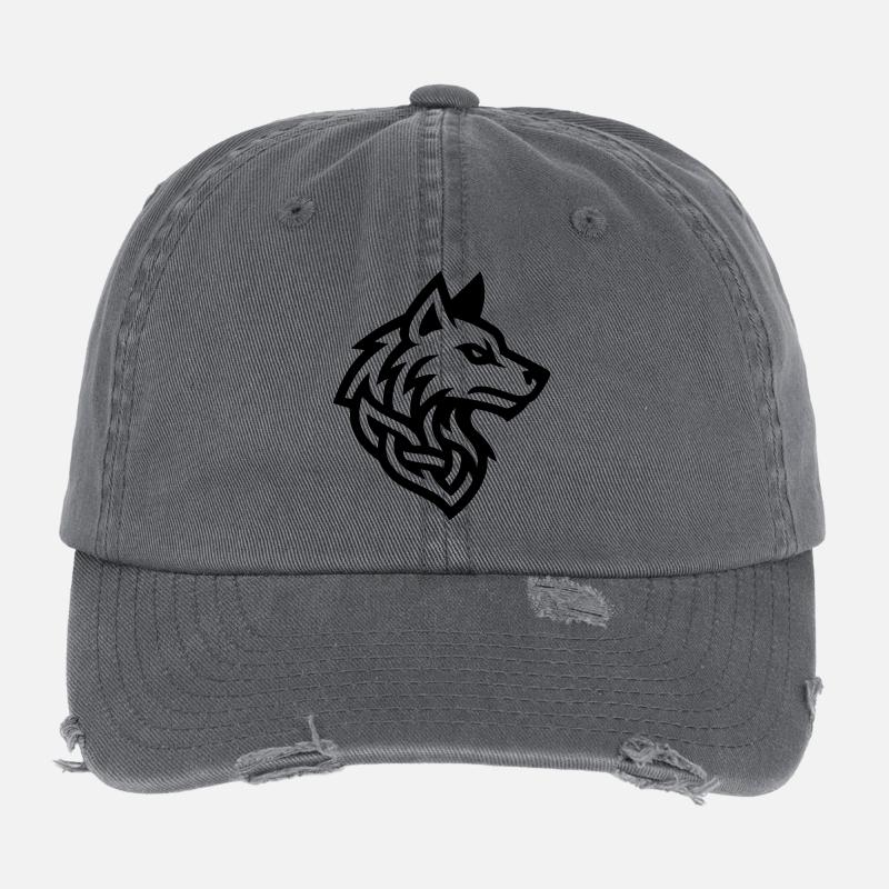 Wolf Kopf Wikinger Flexfit Vintage Destroyed Cap