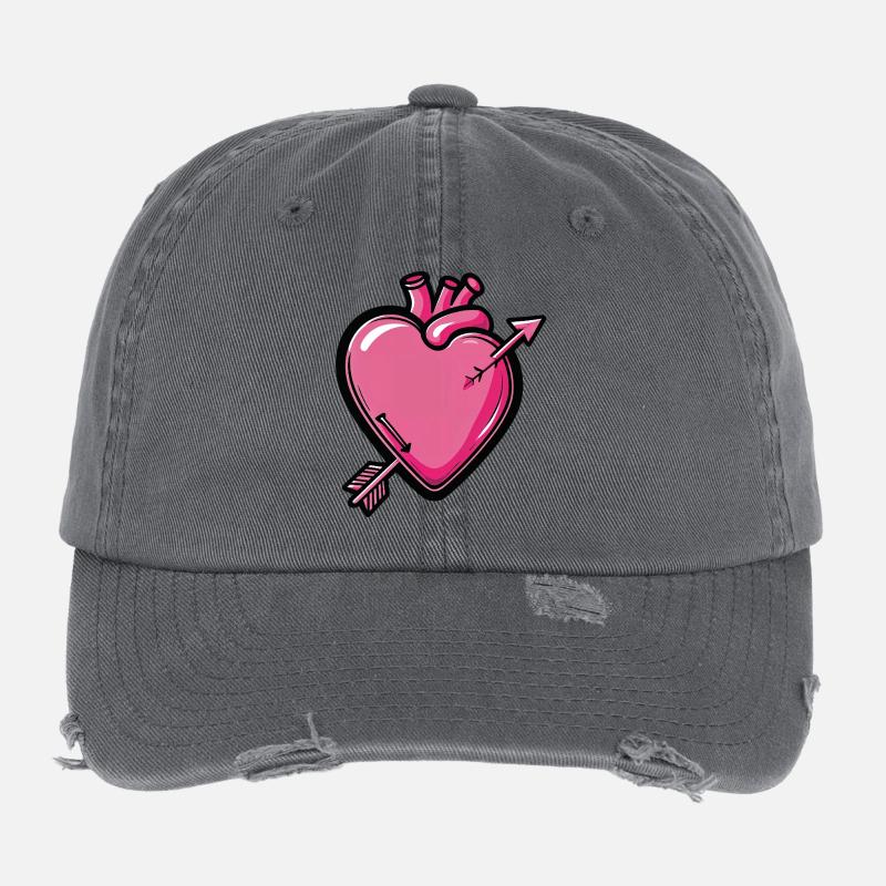 Herzpfeil Comic Pink Flexfit Vintage Destroyed Cap