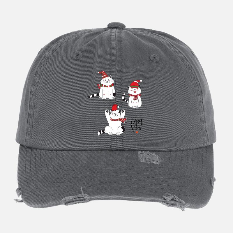 Chats de Noël Joyeux Noël Casquette vintage effet usé Flexfit