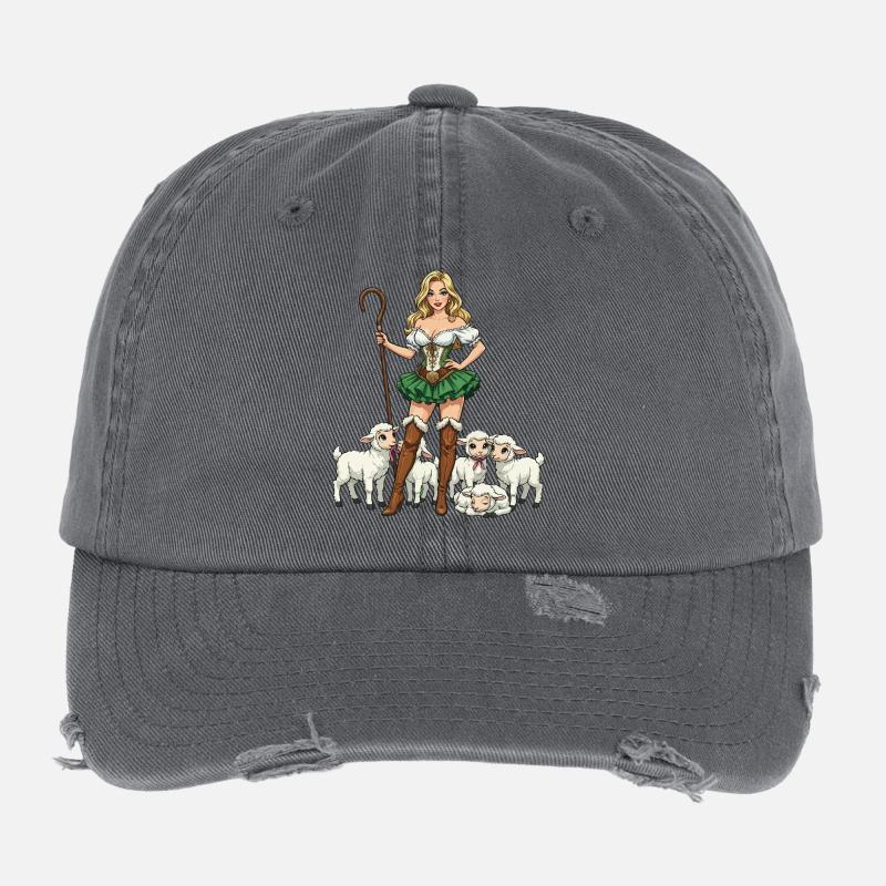 Bergere Dirndl et Agneaux Casquette vintage effet usé Flexfit