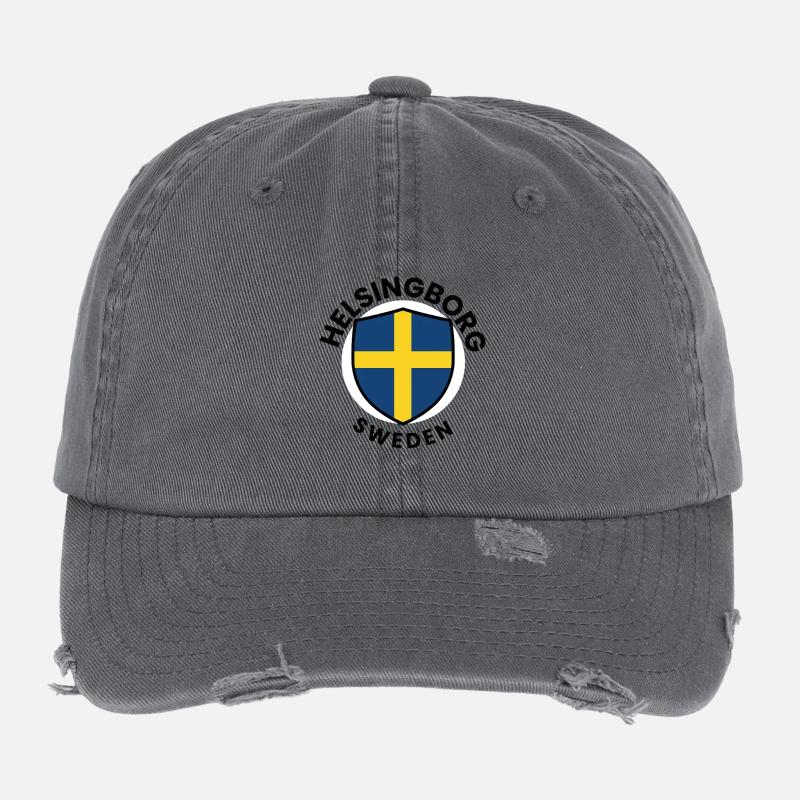 Schild mit schwedischer Flagge Flexfit Vintage Destroyed Cap