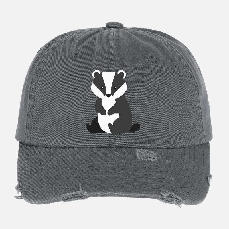 Süßer sitzender dachs minimalistischen Stil Flexfit Vintage Destroyed Cap