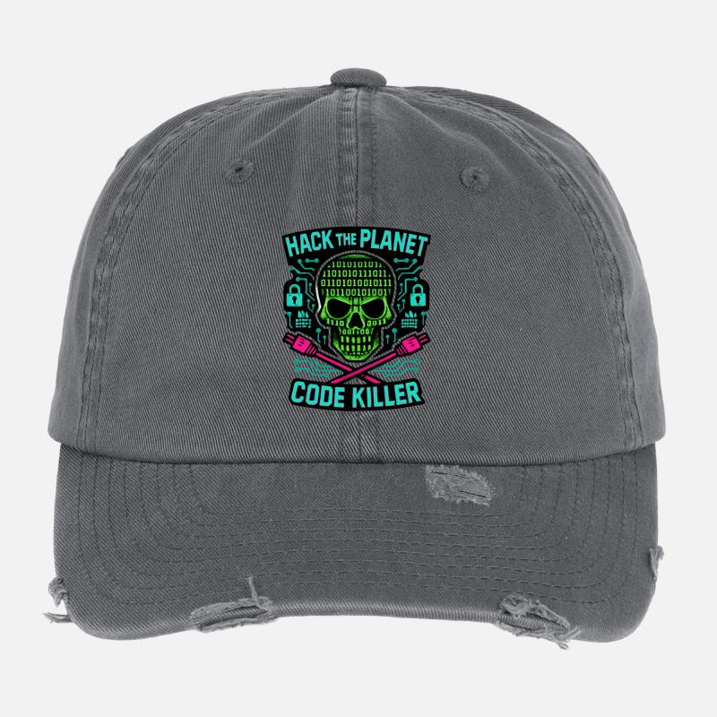 Cybersécurité : Hack the Planet Casquette vintage effet usé Flexfit
