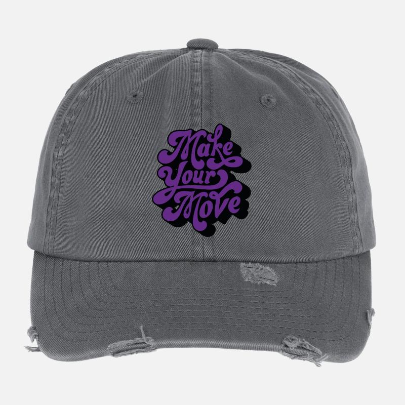Make Your Move Retro Script Flexfit Vintage Destroyed Cap