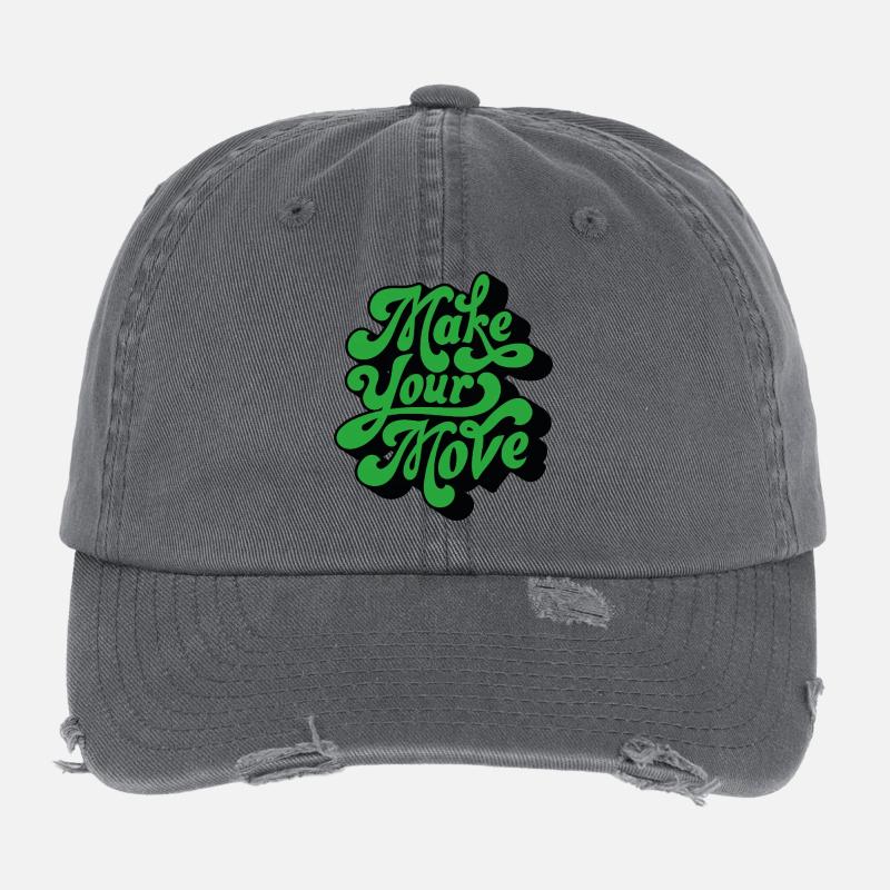Mach deinen Schritt – Retro Handtext Flexfit Vintage Destroyed Cap