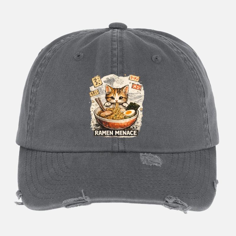 Ramen Cat Flexfit Vintage Destroyed Cap