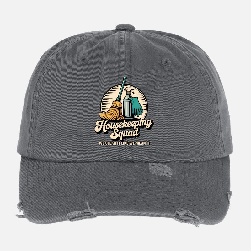 Funny Cleaning Design Flexfit Vintage Destroyed Cap