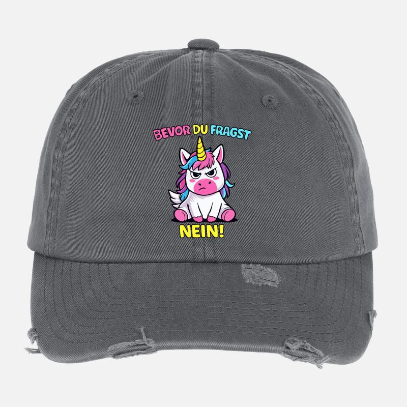 Bevor Du Fragst Nein Einhorn Flexfit Vintage Destroyed Cap