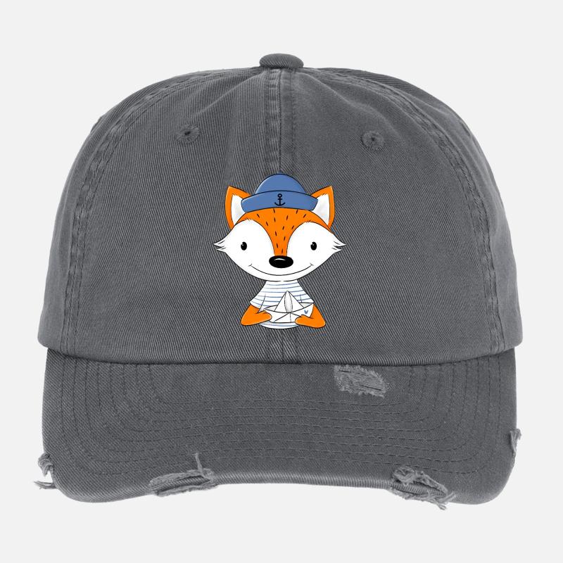 Matrosen Fuchs mit Papierboot Flexfit Vintage Destroyed Cap