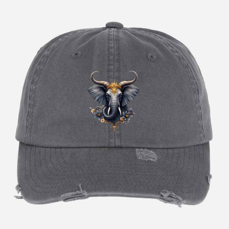 Kaiserliche Elefantenblaue Blume Flexfit Vintage Destroyed Cap