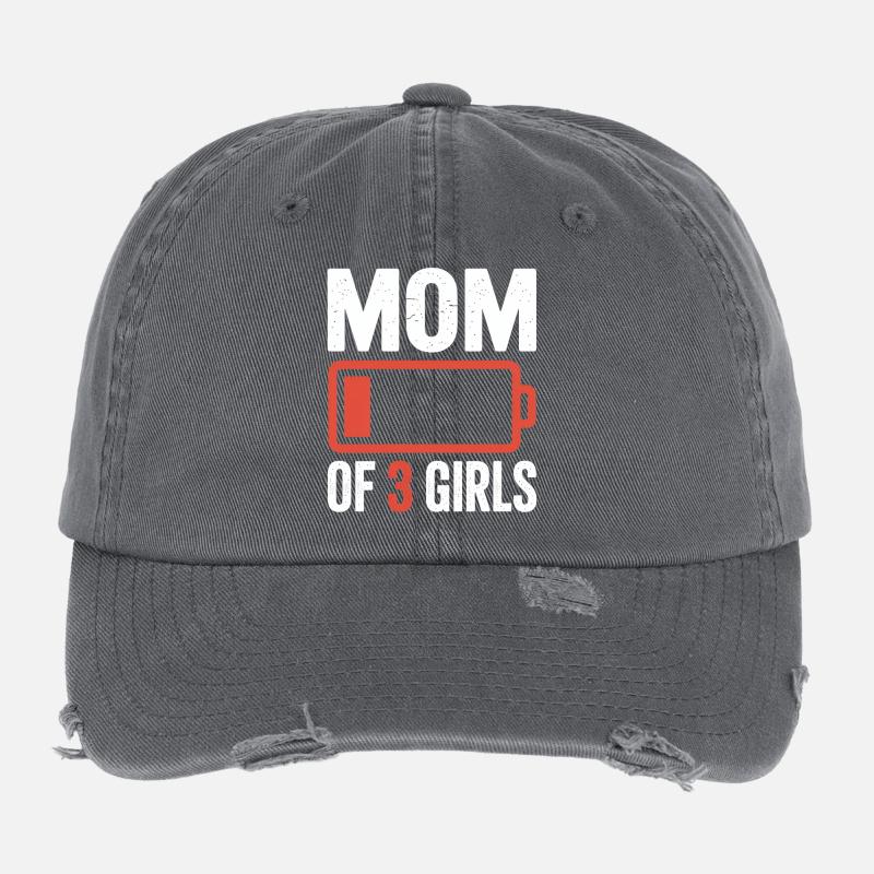 Mutter von 3 Mädchen Batterie-Tee Flexfit Vintage Destroyed Cap