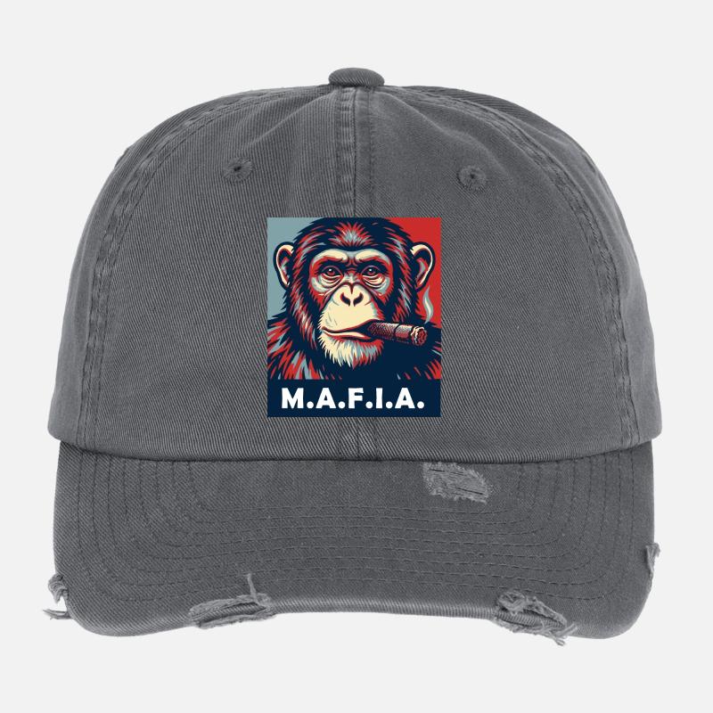 Pop-Art-Schimpanse mit Zigarre Flexfit Vintage Destroyed Cap