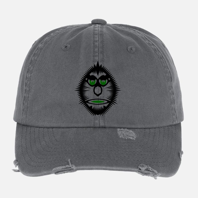 Catface Illustration Katzen-Gesicht Flexfit Vintage Destroyed Cap