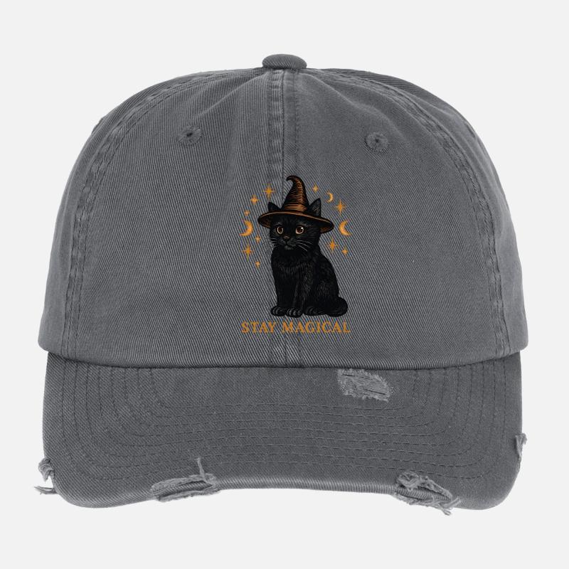 La magie du chat dans le chapeau de la sorcière Casquette vintage effet usé Flexfit