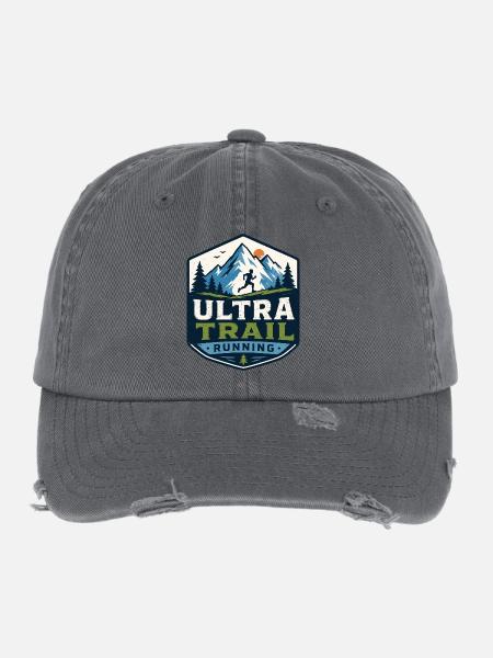 Ultra Trail Running - Casquette vintage effet usé Flexfit - charbon - Devant