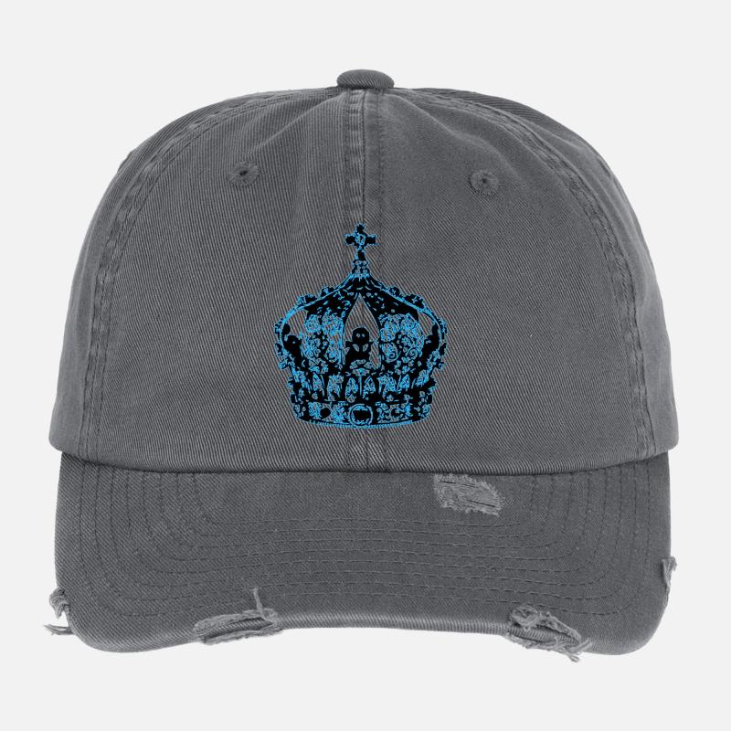 blaue Krone - Flexfit Vintage Destroyed Cap - Dunkelgrau