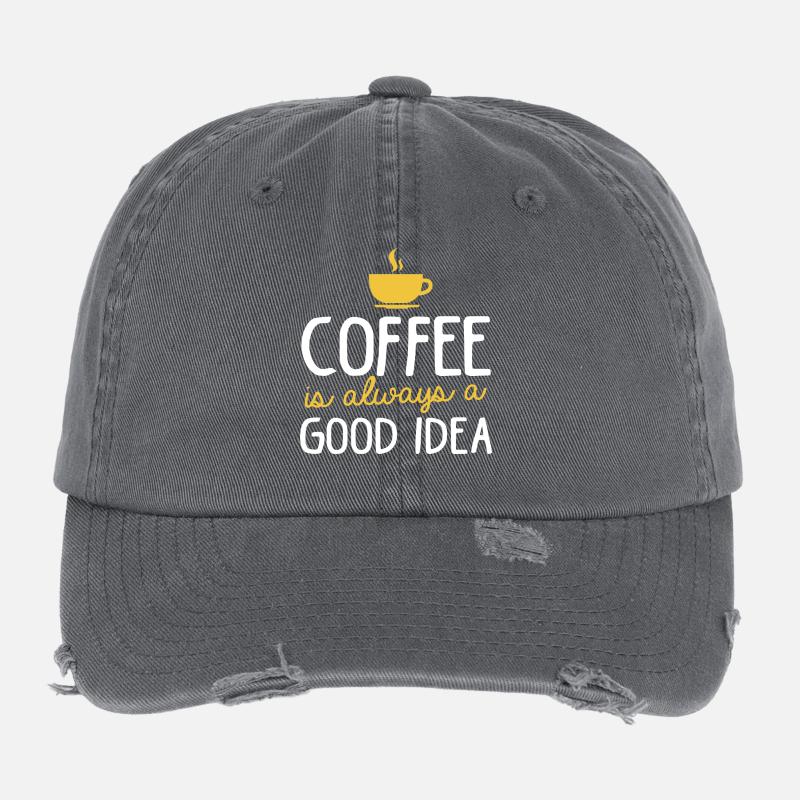 Café coffee is always a good idea bonne idée Casquette vintage effet usé Flexfit