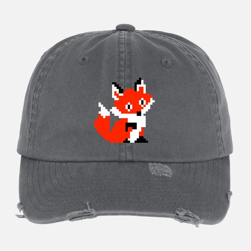 Fox Fox Paw Pixel Design rétro chemise cadeau Casquette vintage effet usé Flexfit