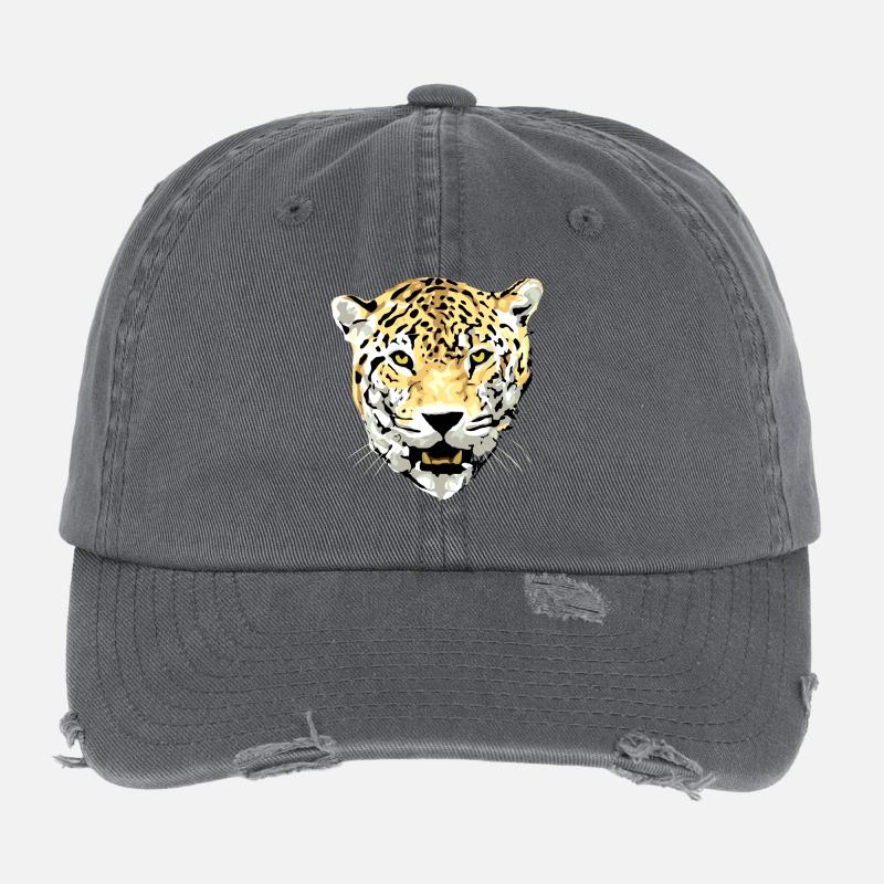 cheetah cat jaguar leopard ocelot gepard wildcat29 Flexfit Vintage Destroyed Cap