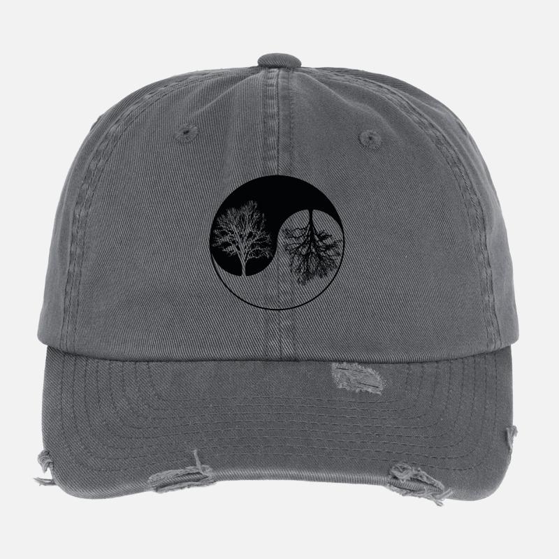 ying yang tree Flexfit Vintage Destroyed Cap