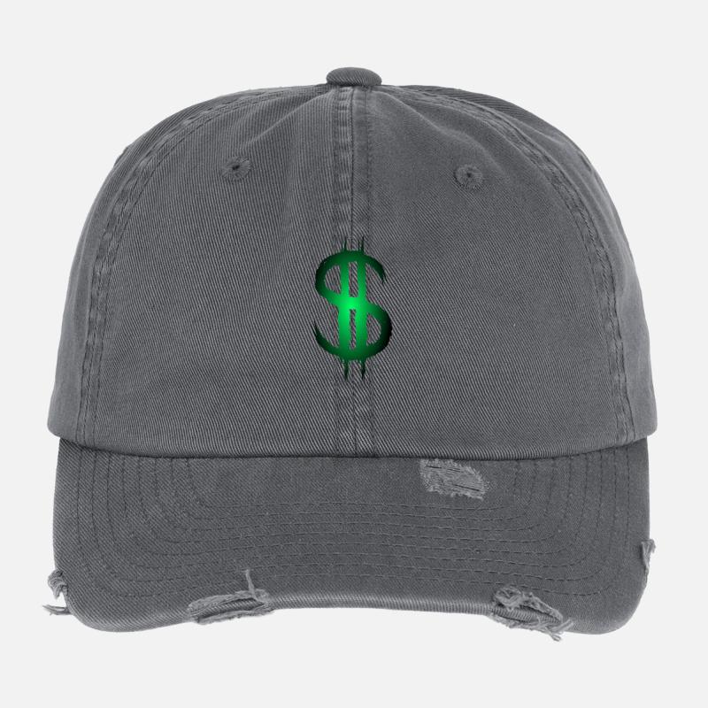 Dollarzeichen Dollar Geld Symbol Flexfit Vintage Destroyed Cap