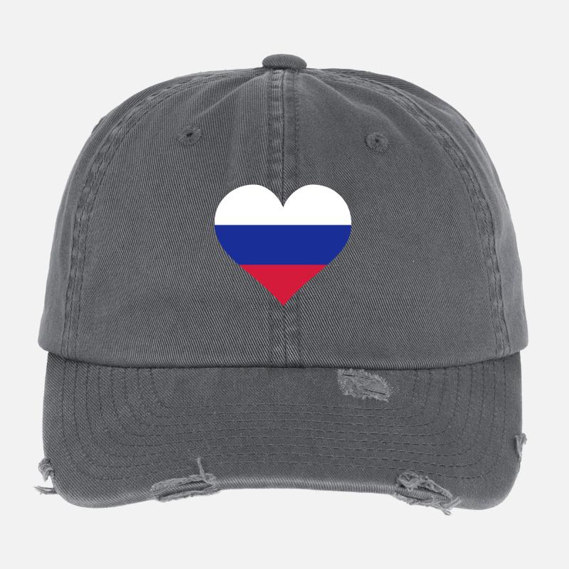 russland herz - Flexfit Vintage Destroyed Cap - dark grey