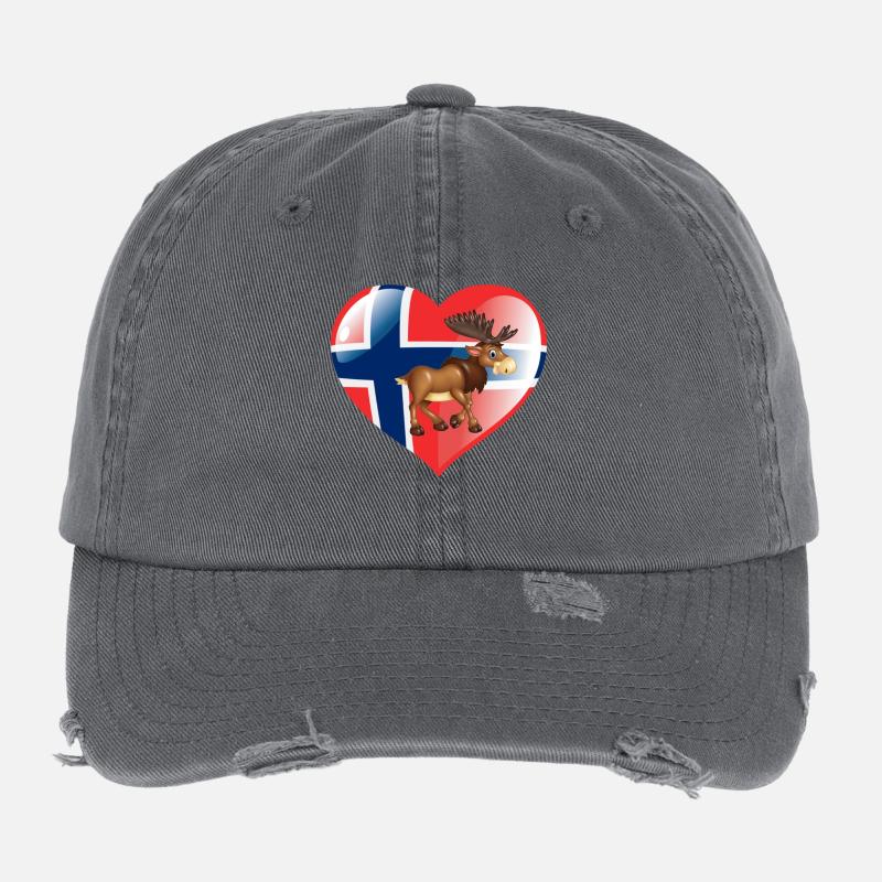 Norwegen - Elch und Herz Flexfit Vintage Destroyed Cap